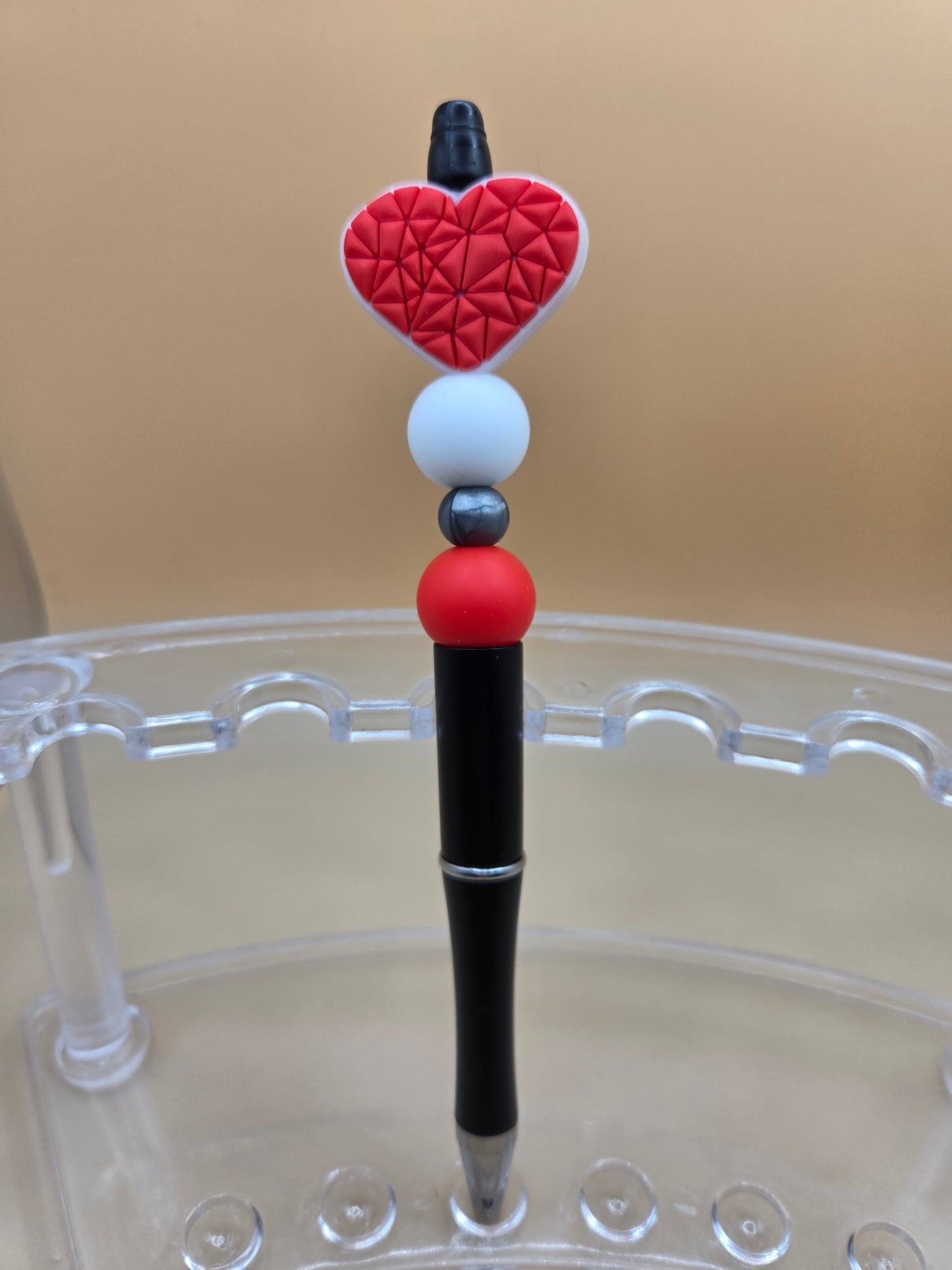 Red Heart Beaded Pen