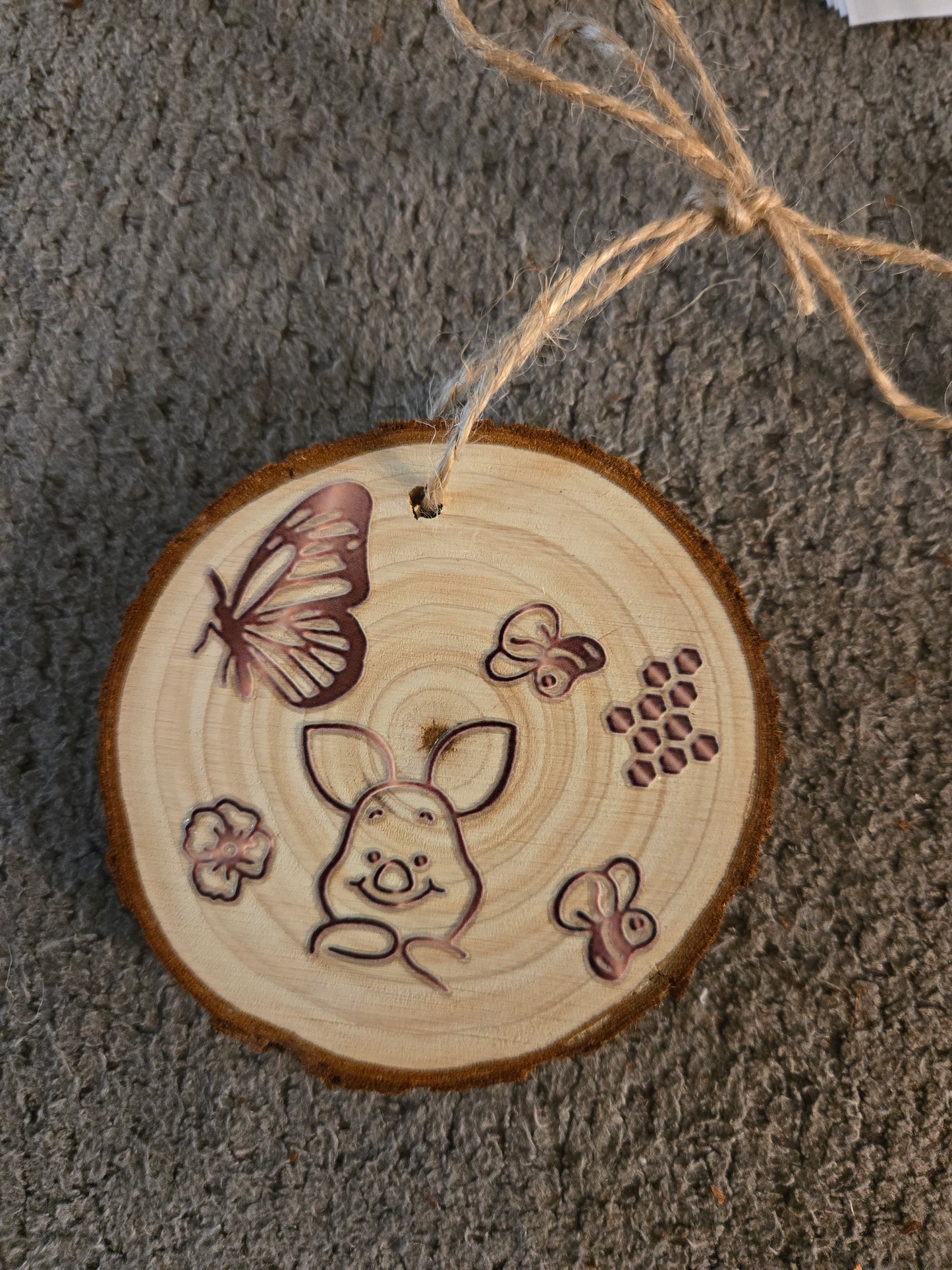 Wooden Winnie the Pooh and Piglet Ornament 2