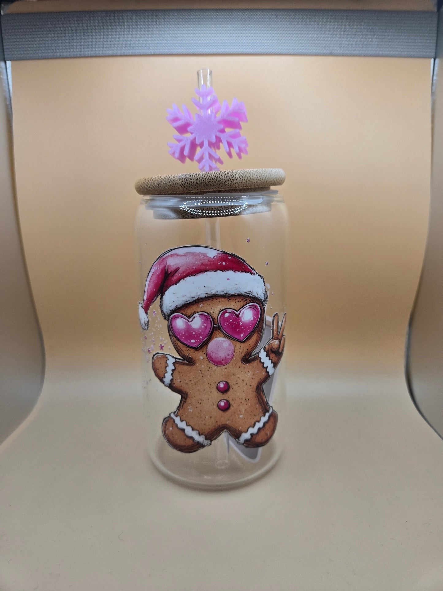 Pink Gingerbread Man with Topper