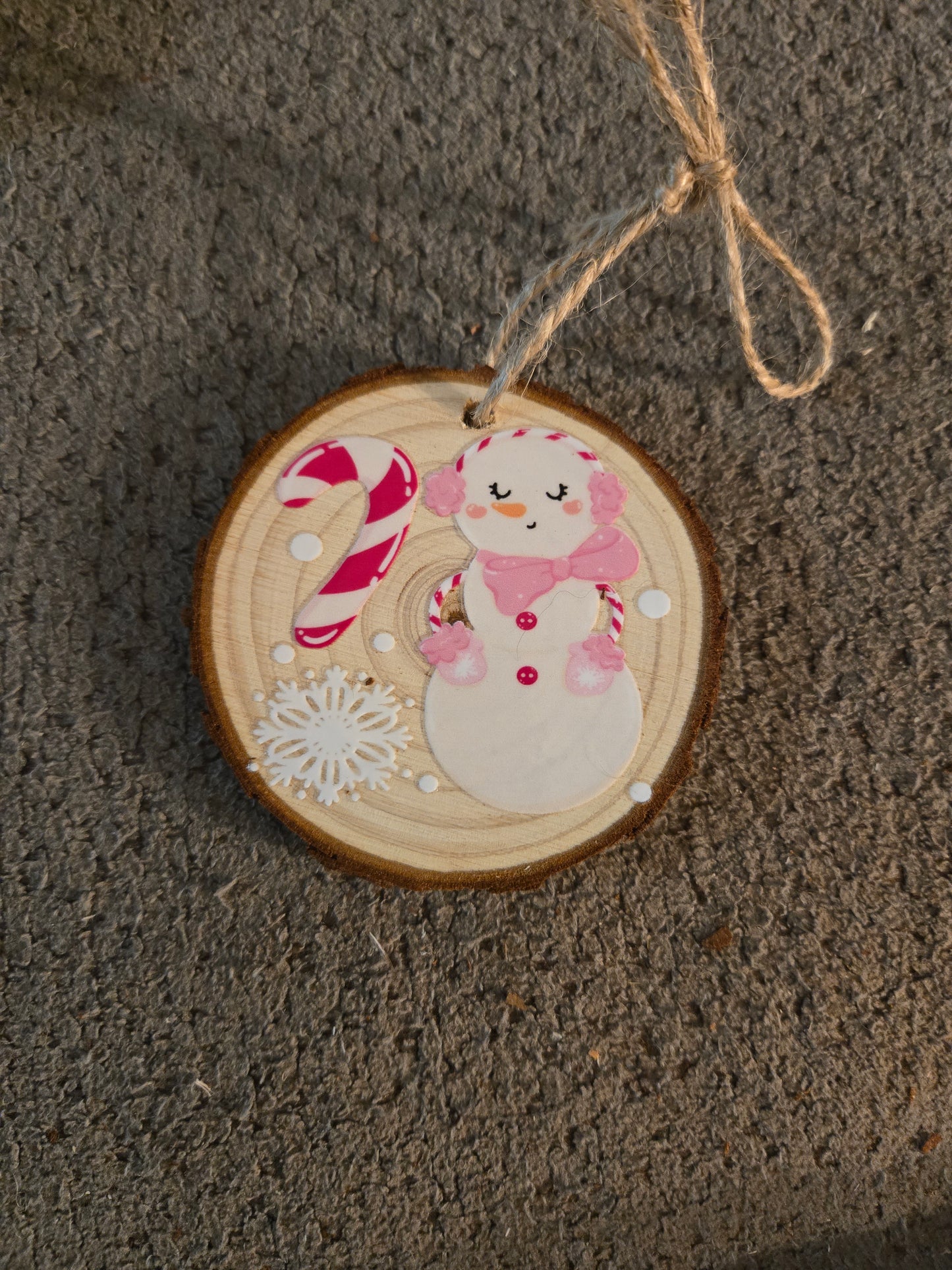 Wooden Snowman with Sweater Ornament