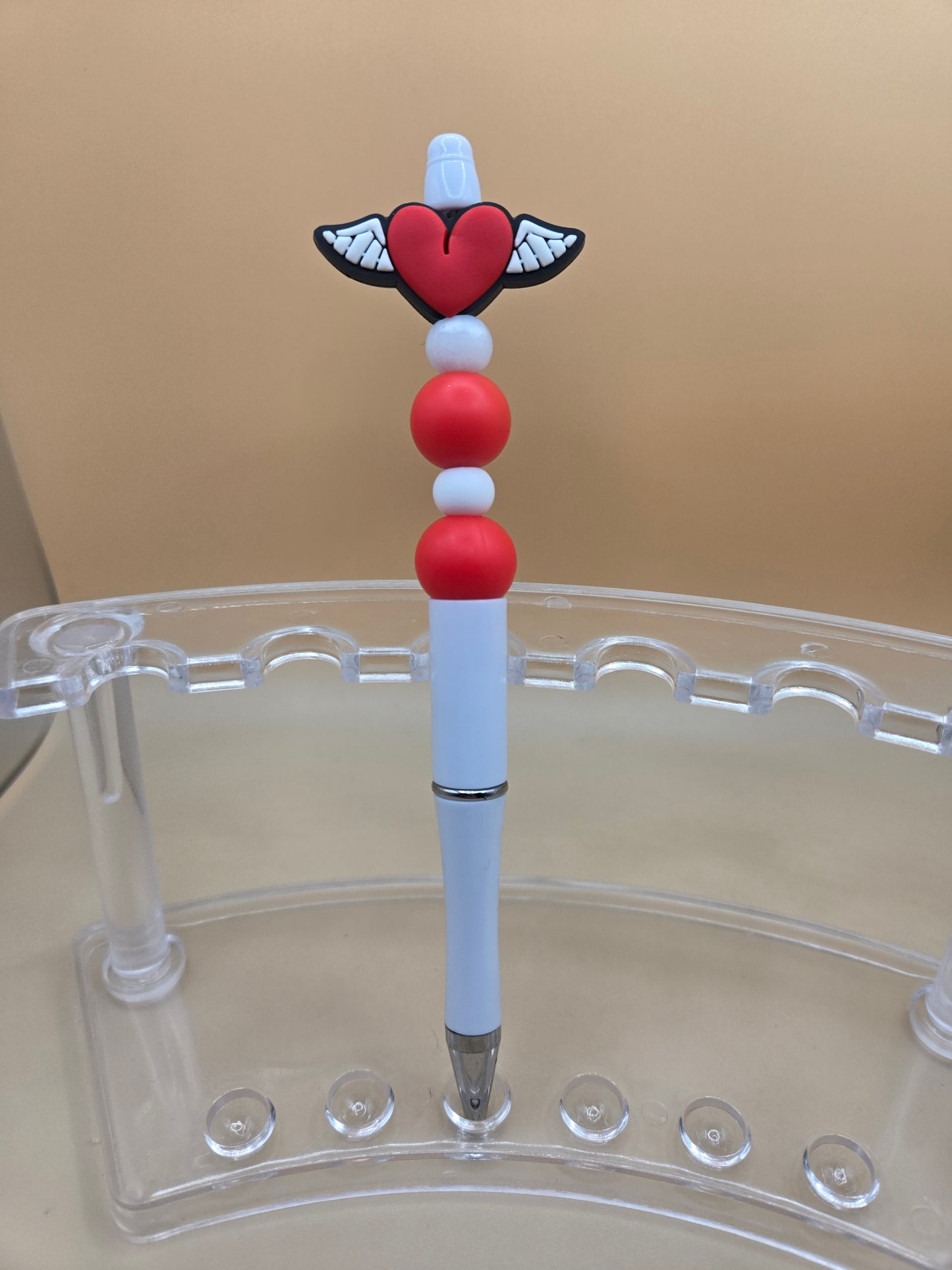 Heart and Wings Beaded Pen
