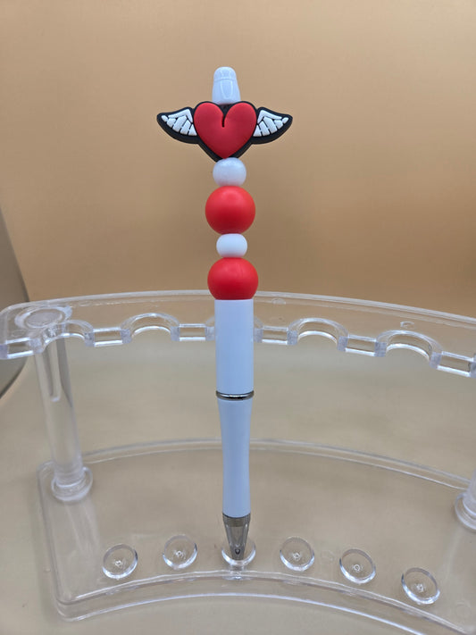 Heart and Wings Beaded Pen