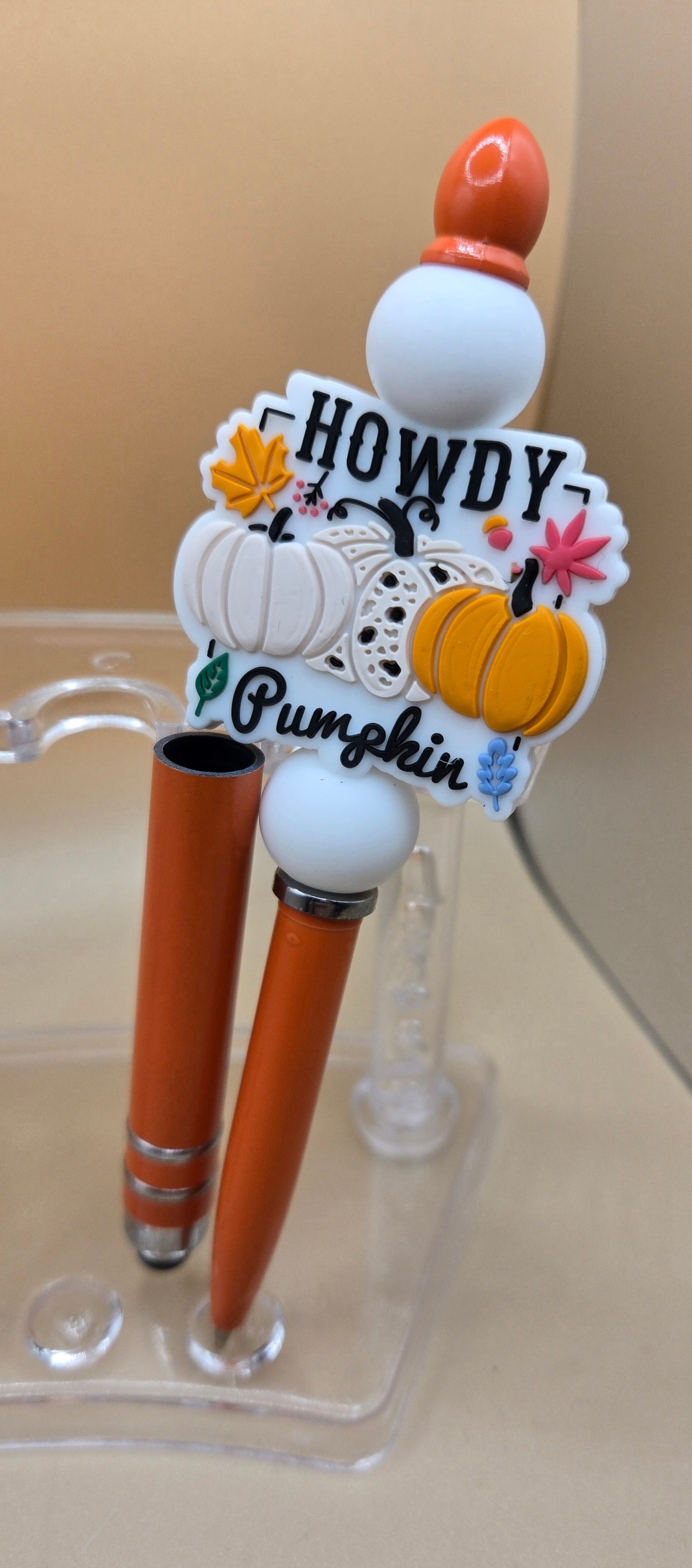 Howdy Pumpkin Pen/Stylus Beaded Pen