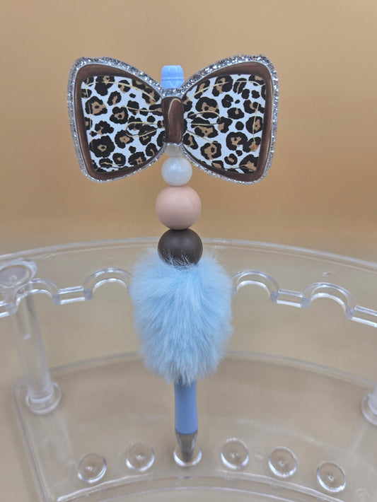 Leopard Bow Beaded Pen