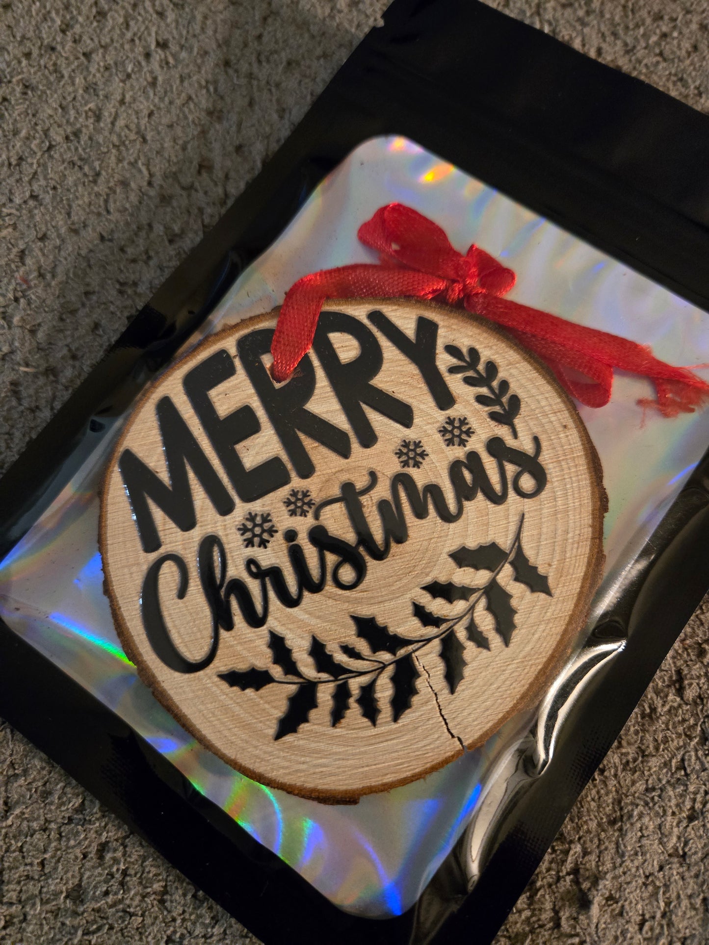 Wooden Merry Christmas Ornament