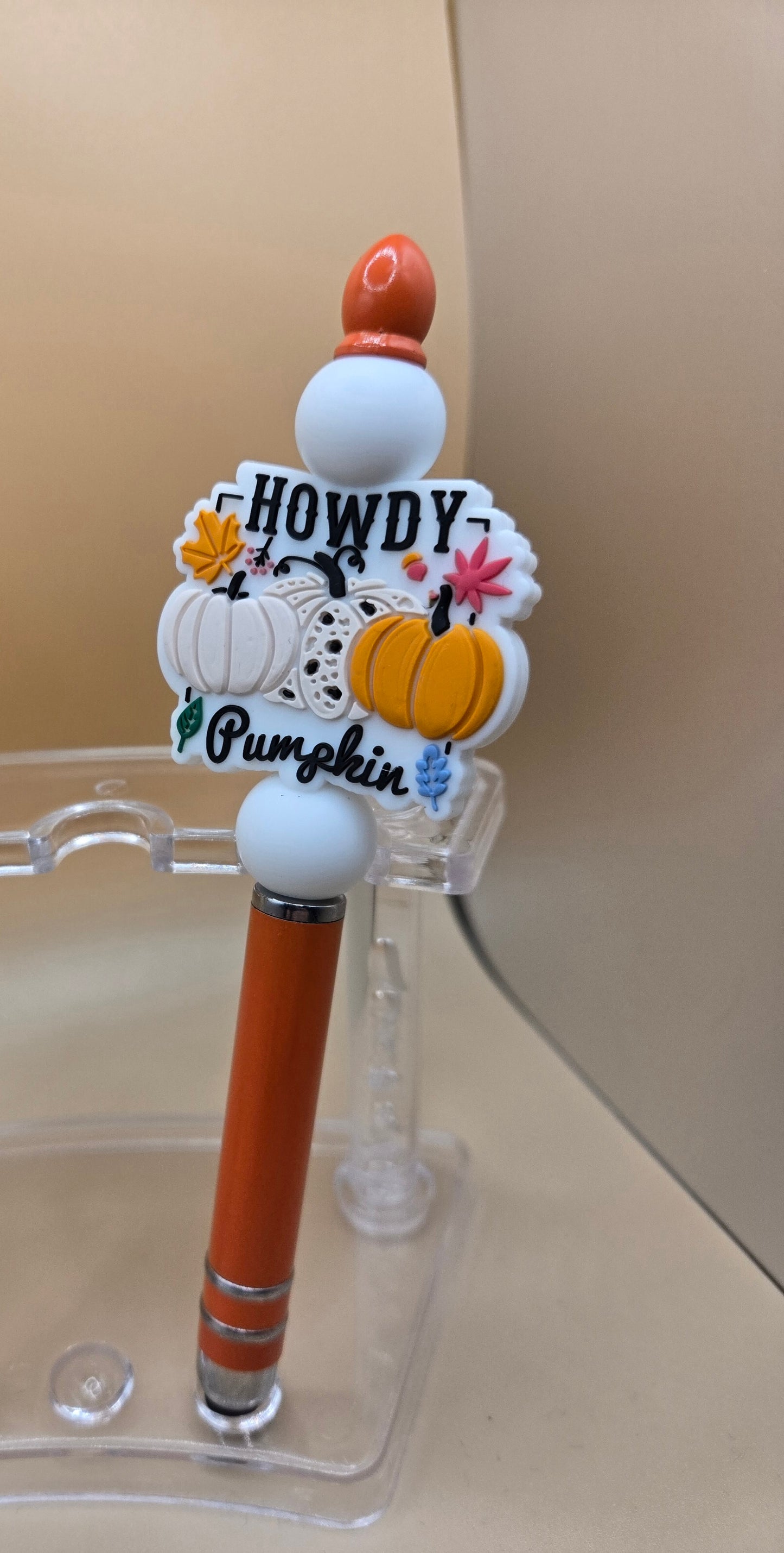 Howdy Pumpkin Pen/Stylus Beaded Pen