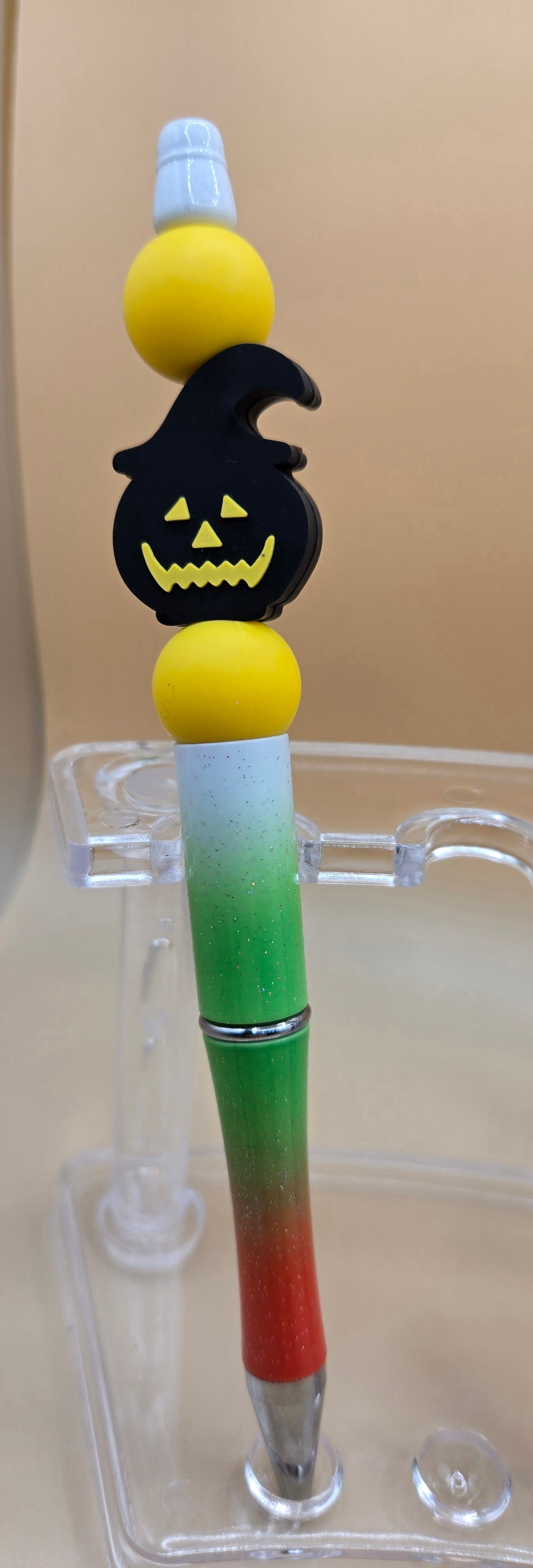 Smiley Pumpkin Beaded Pen