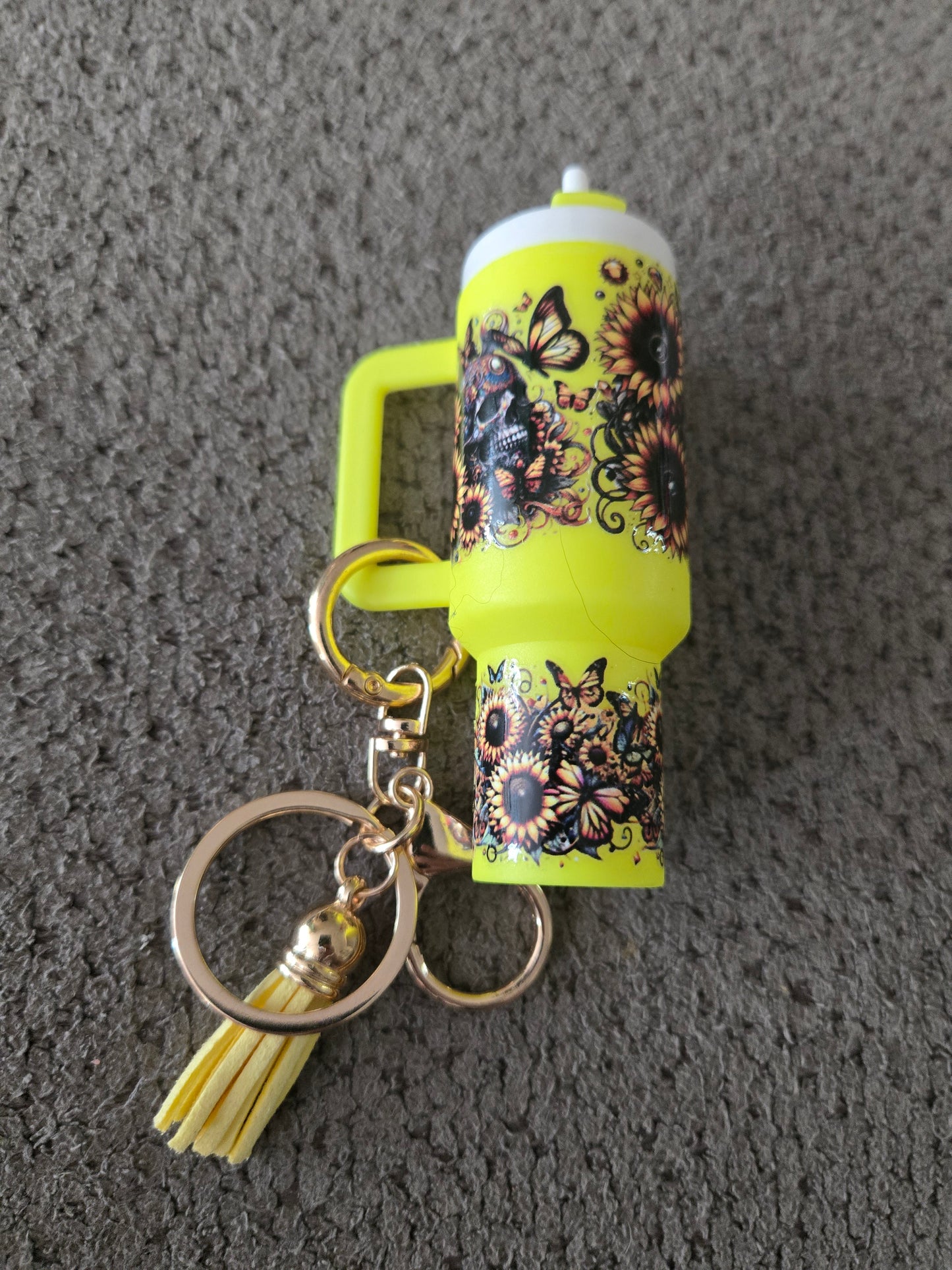 Mini Stanley Keychain Sunflower Skull