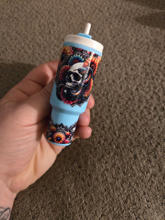 Mini Stanley Keychain Flower Skull