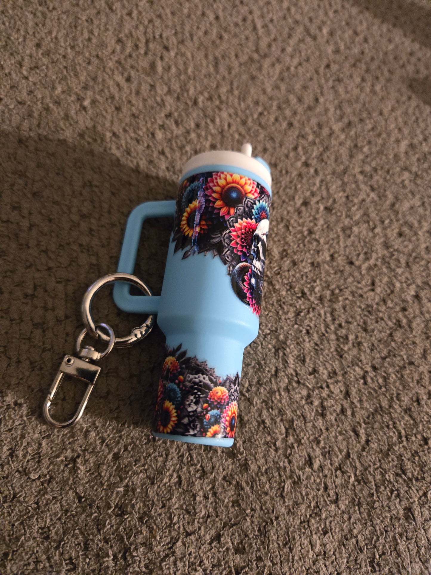 Mini Stanley Keychain Flower Skull