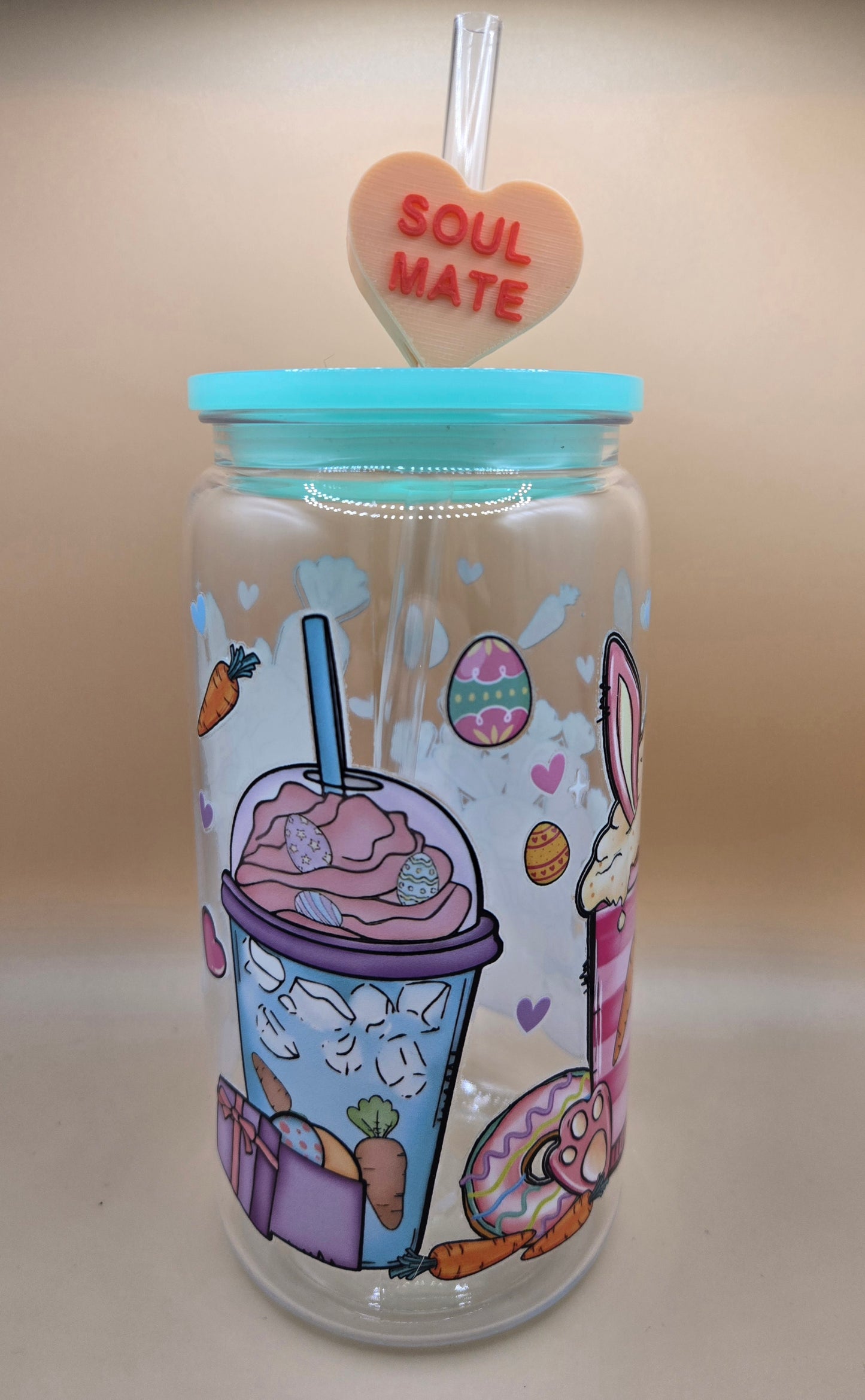 Large Candy Hearts Straw Topper