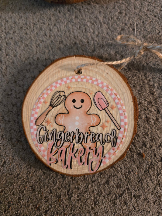 Wooden Gingerbread Bakery Ornament