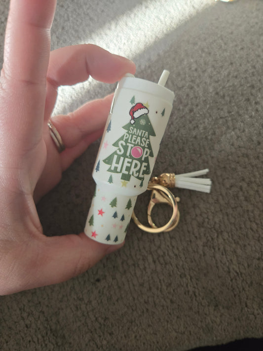 Mini Stanley Keychain Santa Please Stop Here
