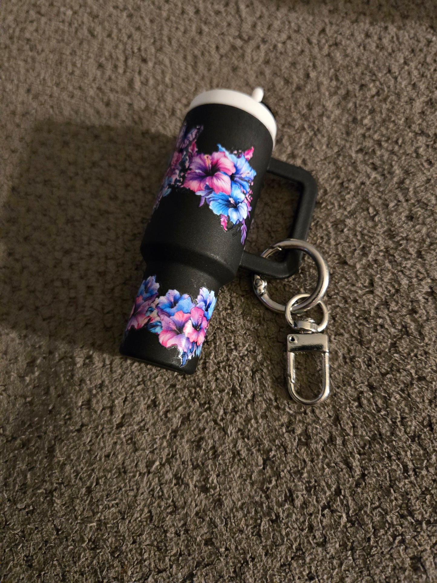 Mini Stanley Keychain Pink/Blue Skulls
