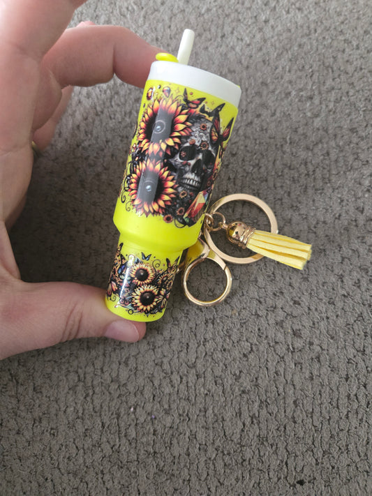 Mini Stanley Keychain Sunflower Skull