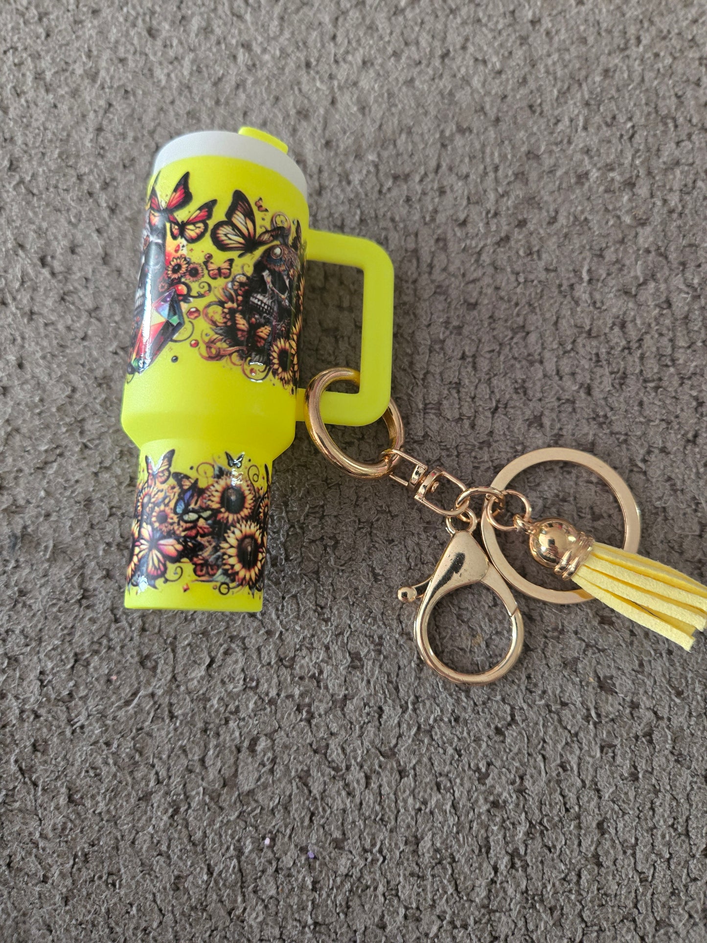 Mini Stanley Keychain Sunflower Skull
