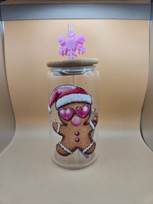 Pink Gingerbread Man with Topper