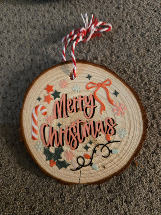 Wooden Merry Christmas Ornament