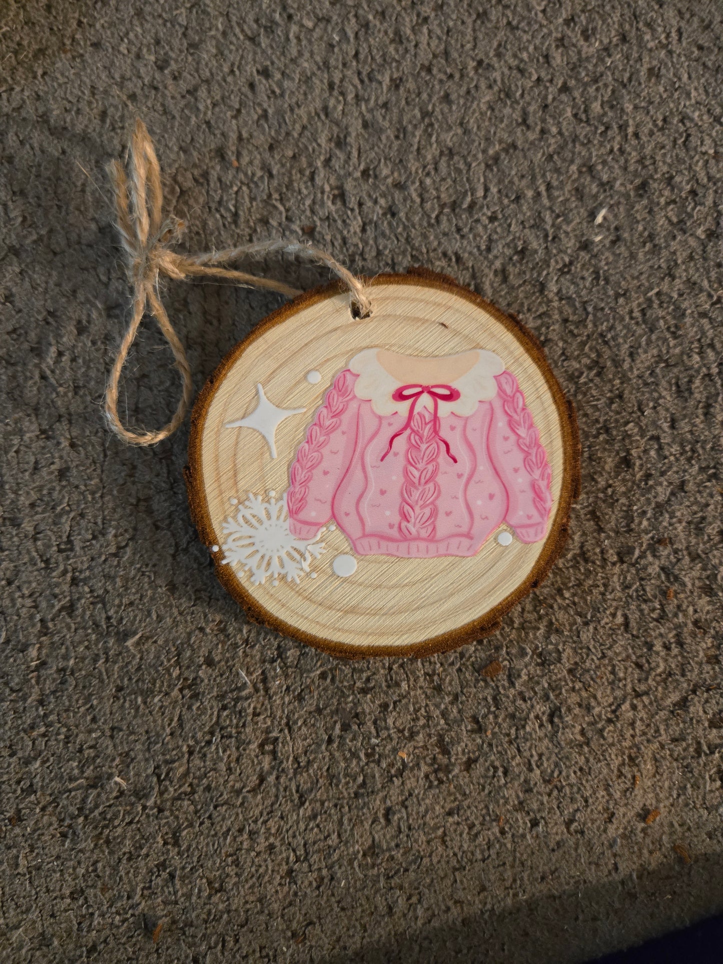 Wooden Snowman with Sweater Ornament